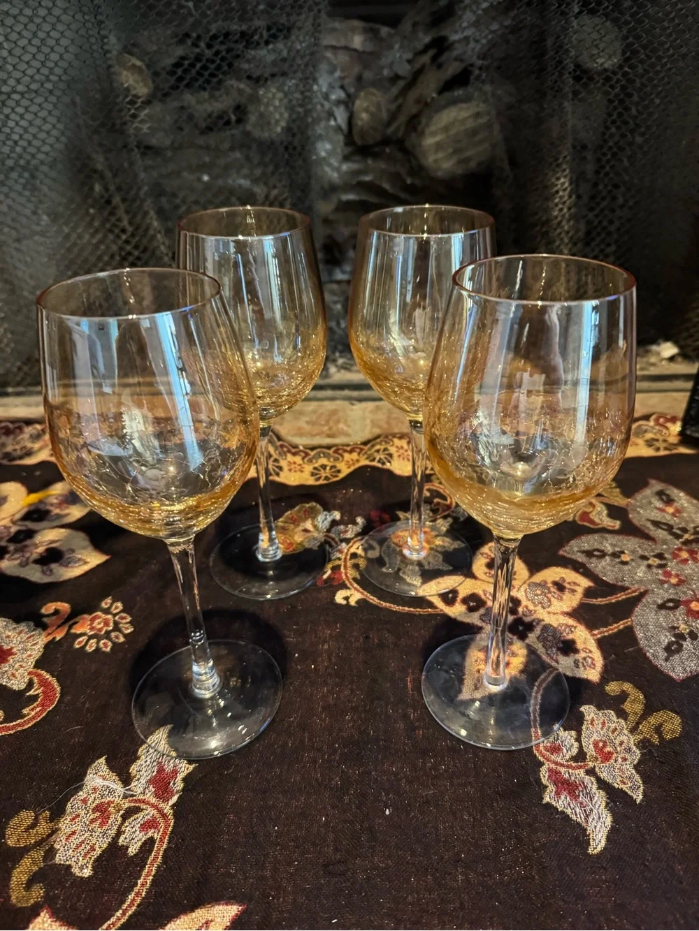 Pier 1 Amber Crackle Golden Luster  9